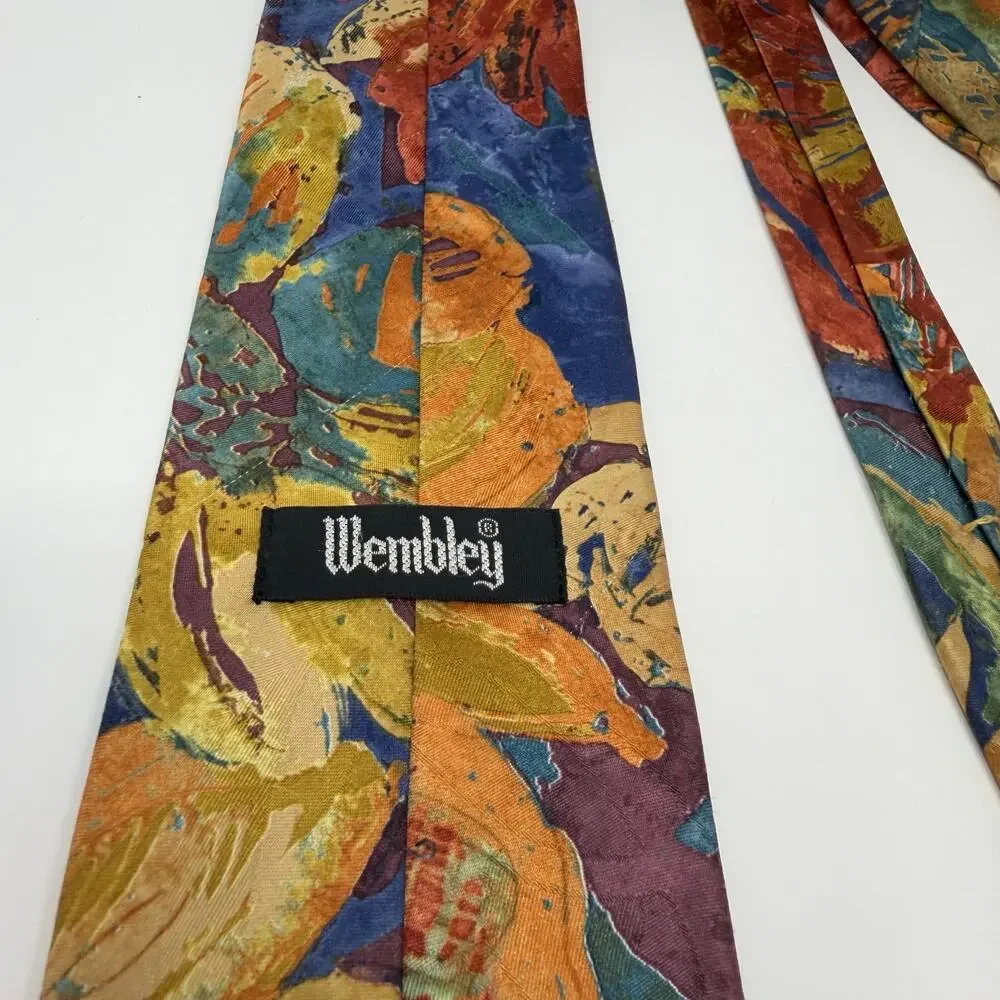 Vintage Wembley 100% Silk Abstract Floral Necktie
